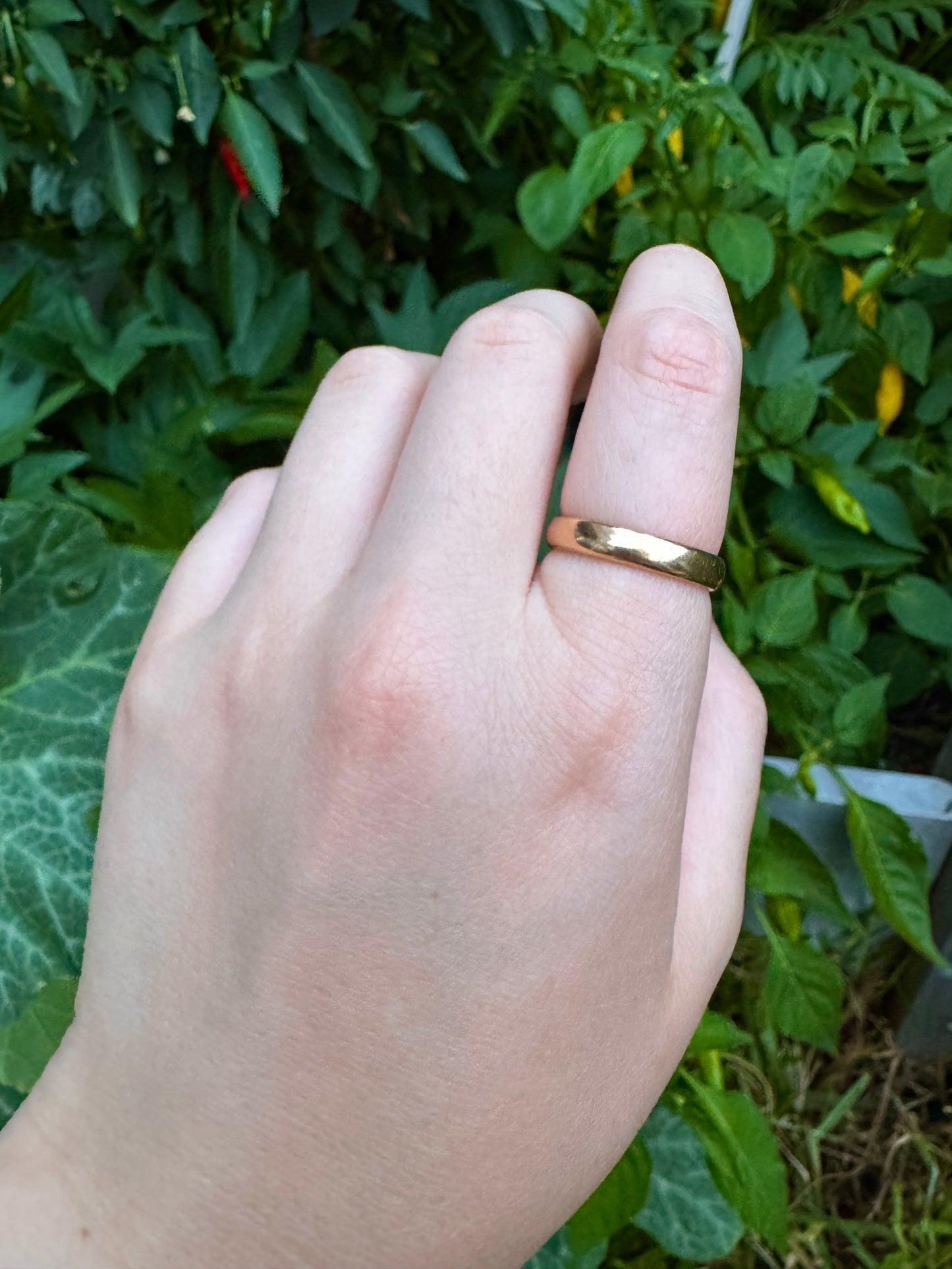 Antique 15ct rosy gold band, 3.5mm wide