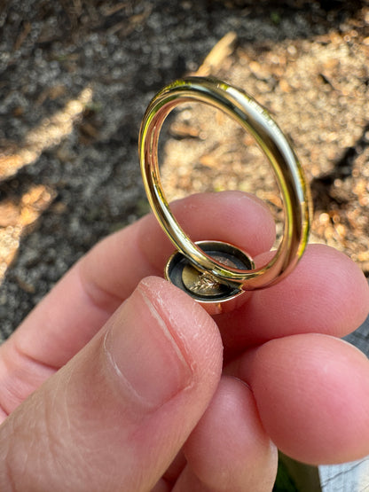 Custom 9ct yellow gold starset pearl stickpin conversion ring
