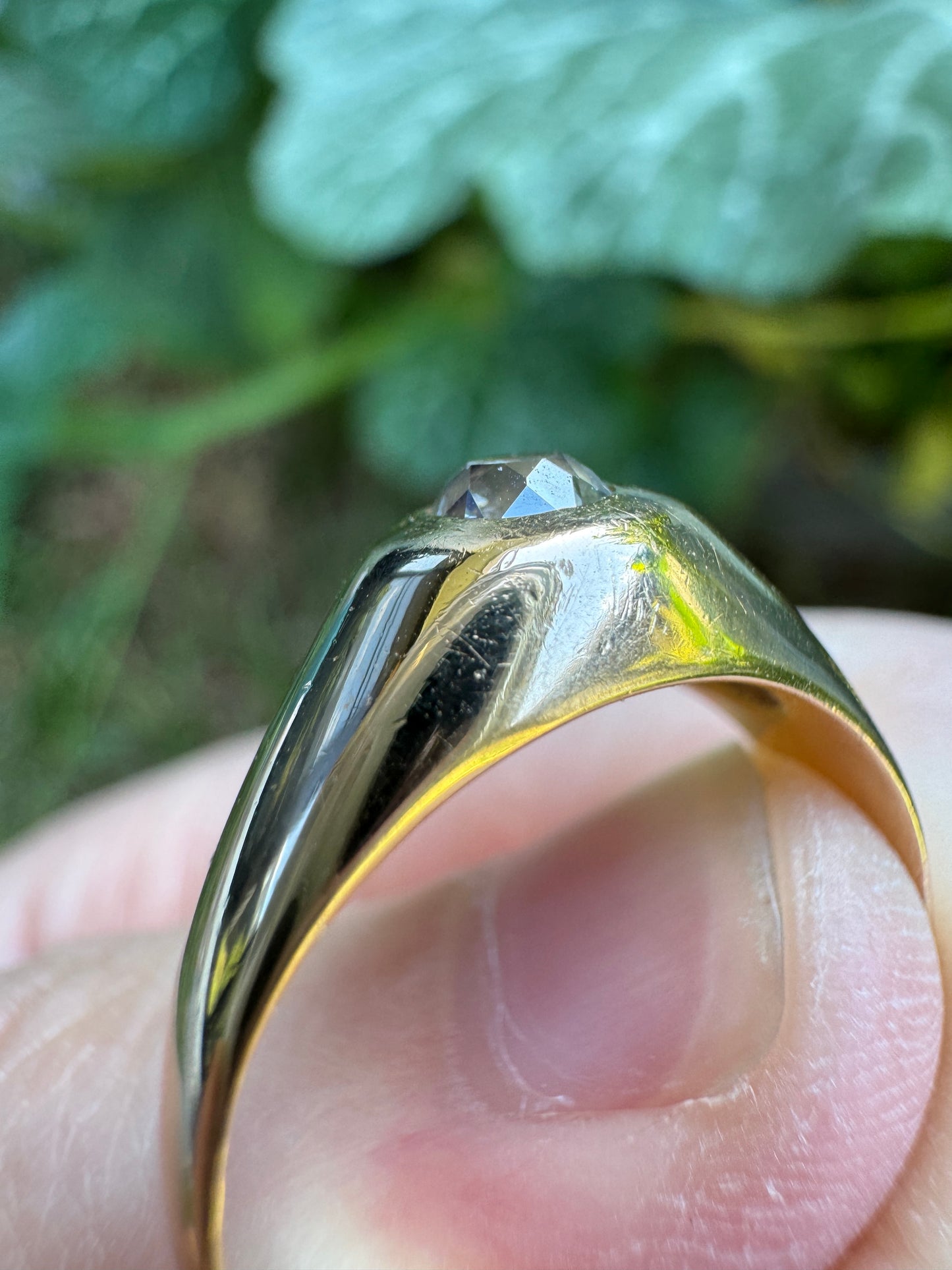 Vintage French 18ct yellow gold 0.26ct old mine cut diamond gypsy ring