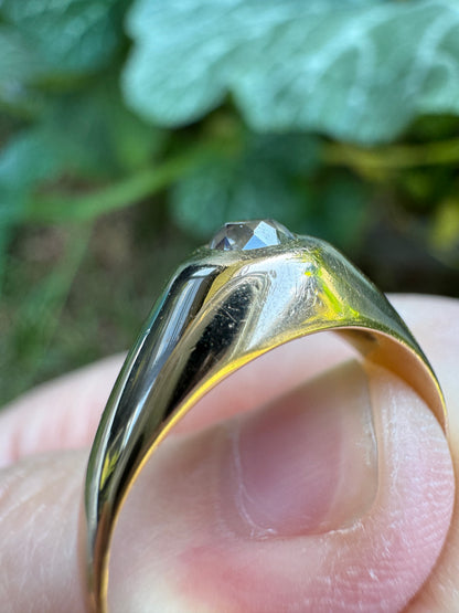 Vintage French 18ct yellow gold 0.26ct old mine cut diamond gypsy ring