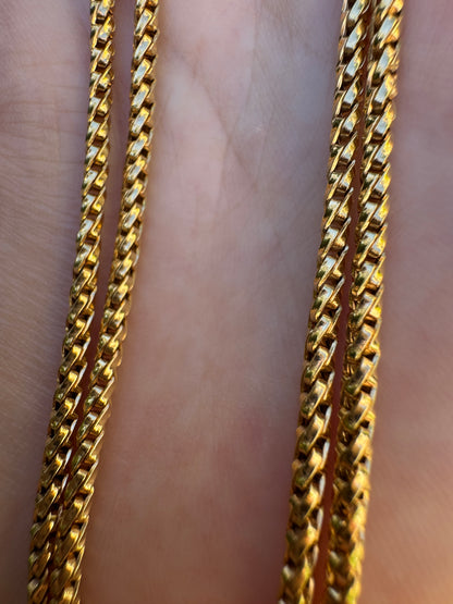 Vintage Italian 9ct yellow gold fancy snake link chain, 61cm / 24 inches long