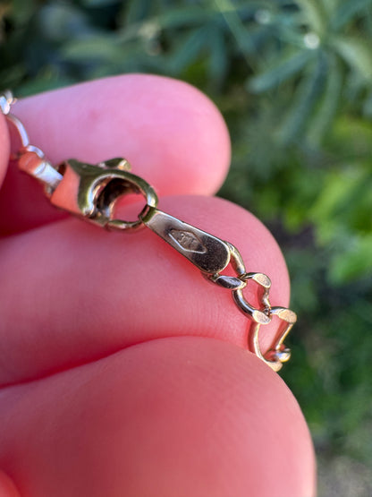 Vintage Italian 9ct yellow gold flat figaro bracelet, 20.5cm / 8.1 inches long