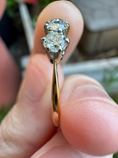 Antique 18ct gold old European cut diamond four stone ring
