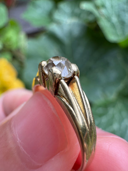 Vintage 14ct yellow gold 0.52ct old mine cut diamond solitaire ring