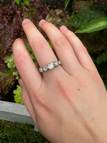 Vintage 18ct yellow gold five stone 1.5ct TCW old mine cut diamond ring