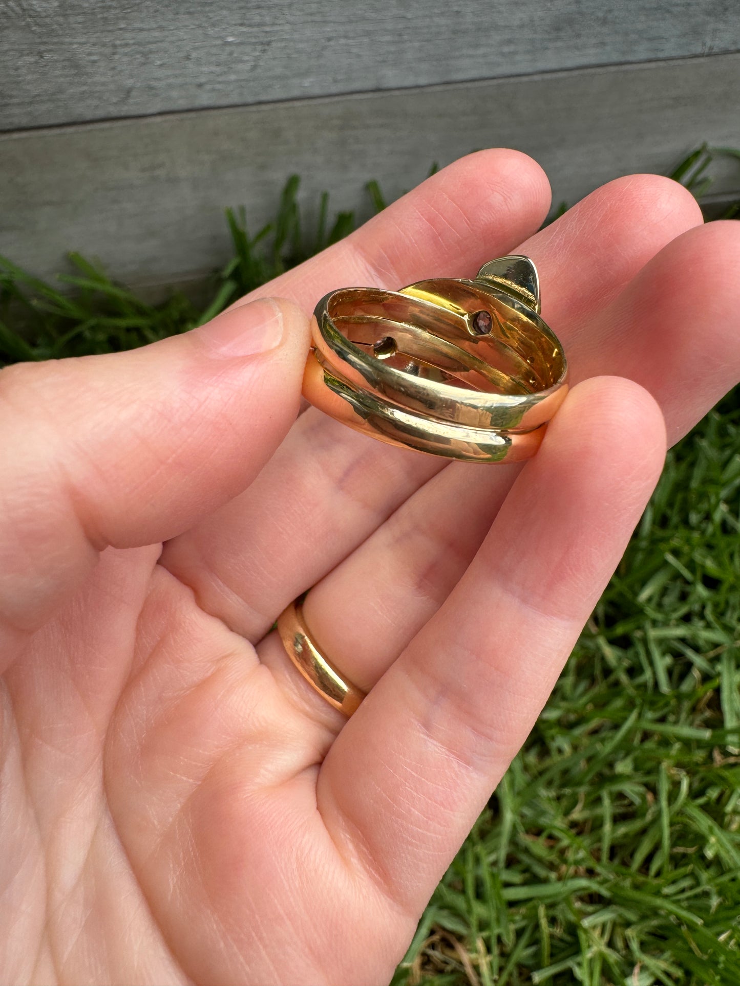 Antique 18ct yellow gold 0.25ct TCW old cut diamond snake ring