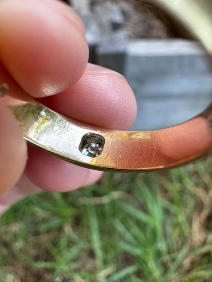 Vintage Austrian 14ct yellow gold 0.16ct old mine cut diamond gypsy ring