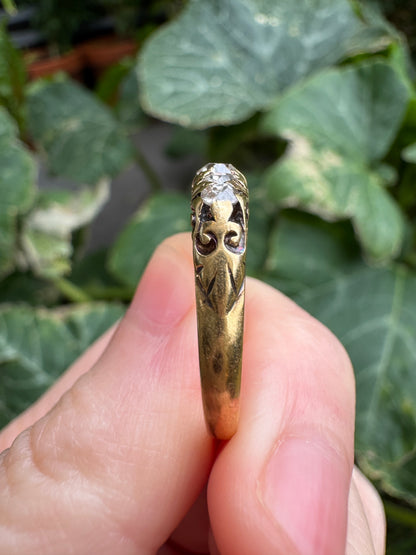 Antique Australian 18ct yellow gold five stone 0.42ct TCW old mine cut diamond ring