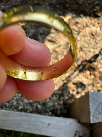 Vintage 18ct yellow gold three stone single cut diamond starset gypsy ring