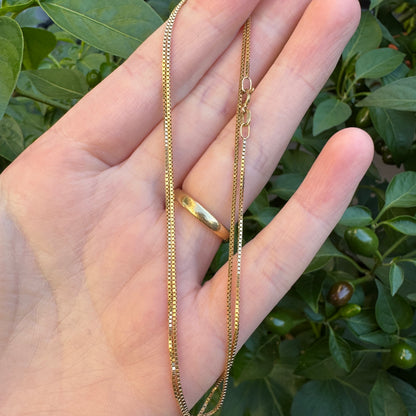 Vintage 9ct yellow gold box chain, 46cm / 18.11 inches long