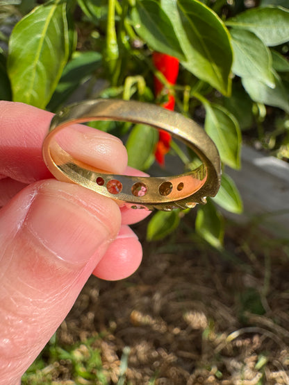Vintage 18ct yellow gold five stone 1ct TCW old mine cut diamond ring