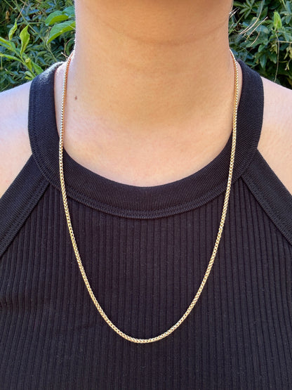 Vintage Italian 9ct yellow gold fancy snake link chain, 61cm / 24 inches long