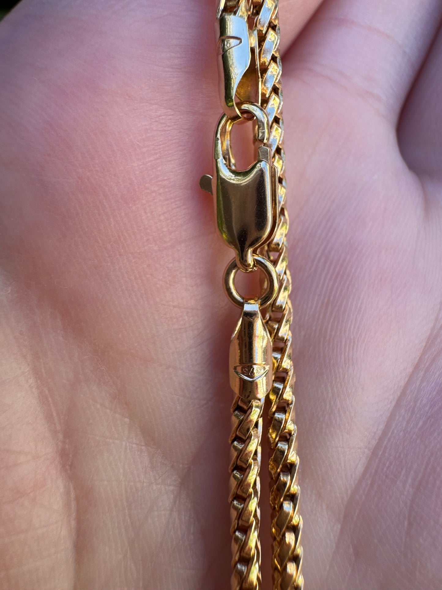 Vintage Italian 9ct yellow gold fancy snake link chain, 61cm / 24 inches long