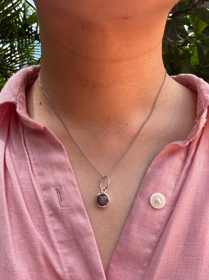 Custom sterling silver African star ruby cabochon pendants
