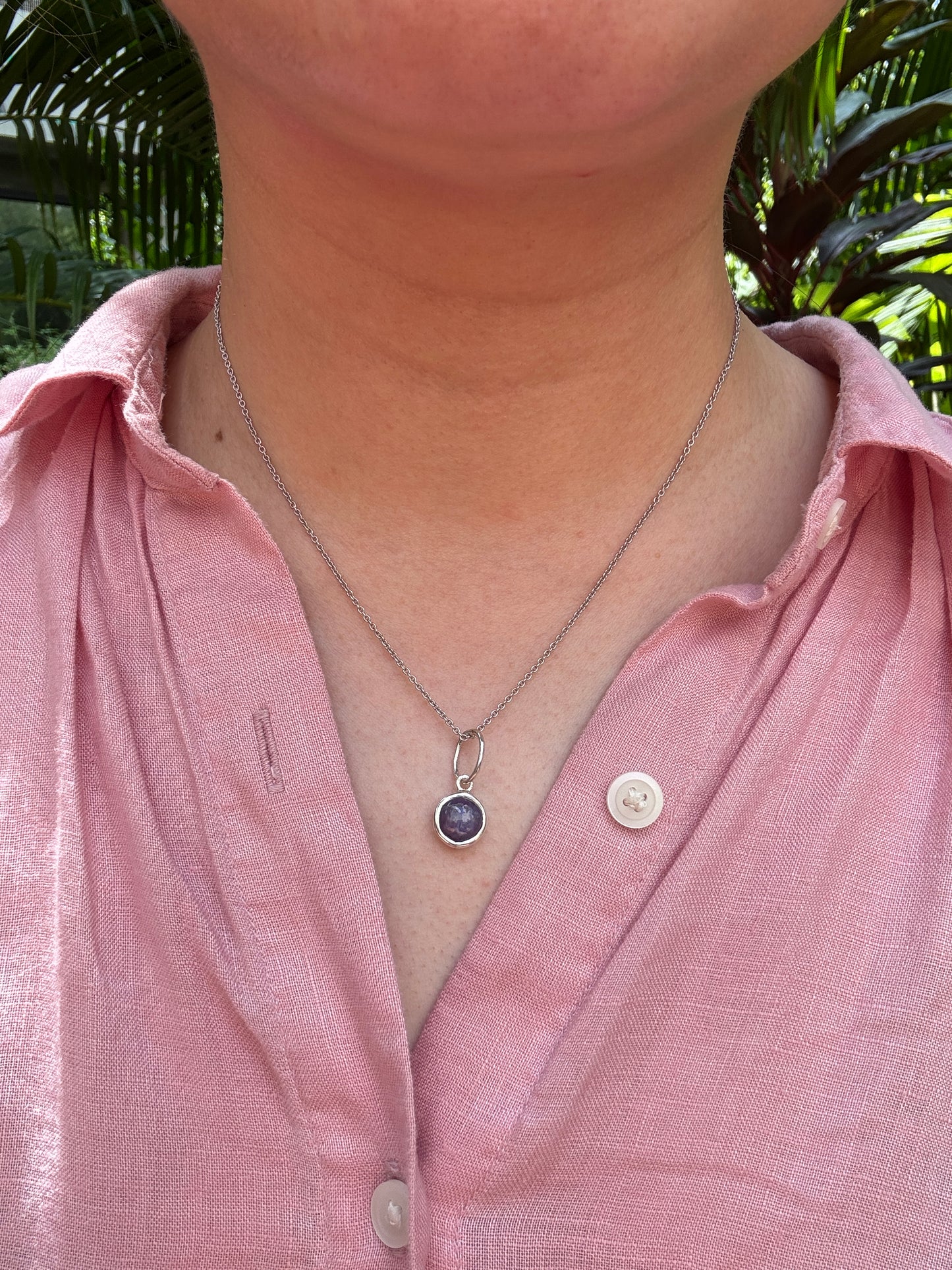 Custom sterling silver African star ruby cabochon pendants