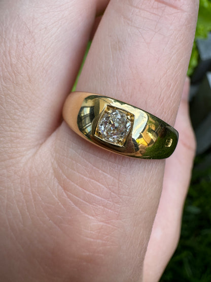 Antique Victorian 18ct yellow gold 0.35ct old mine cut diamond gypsy ring