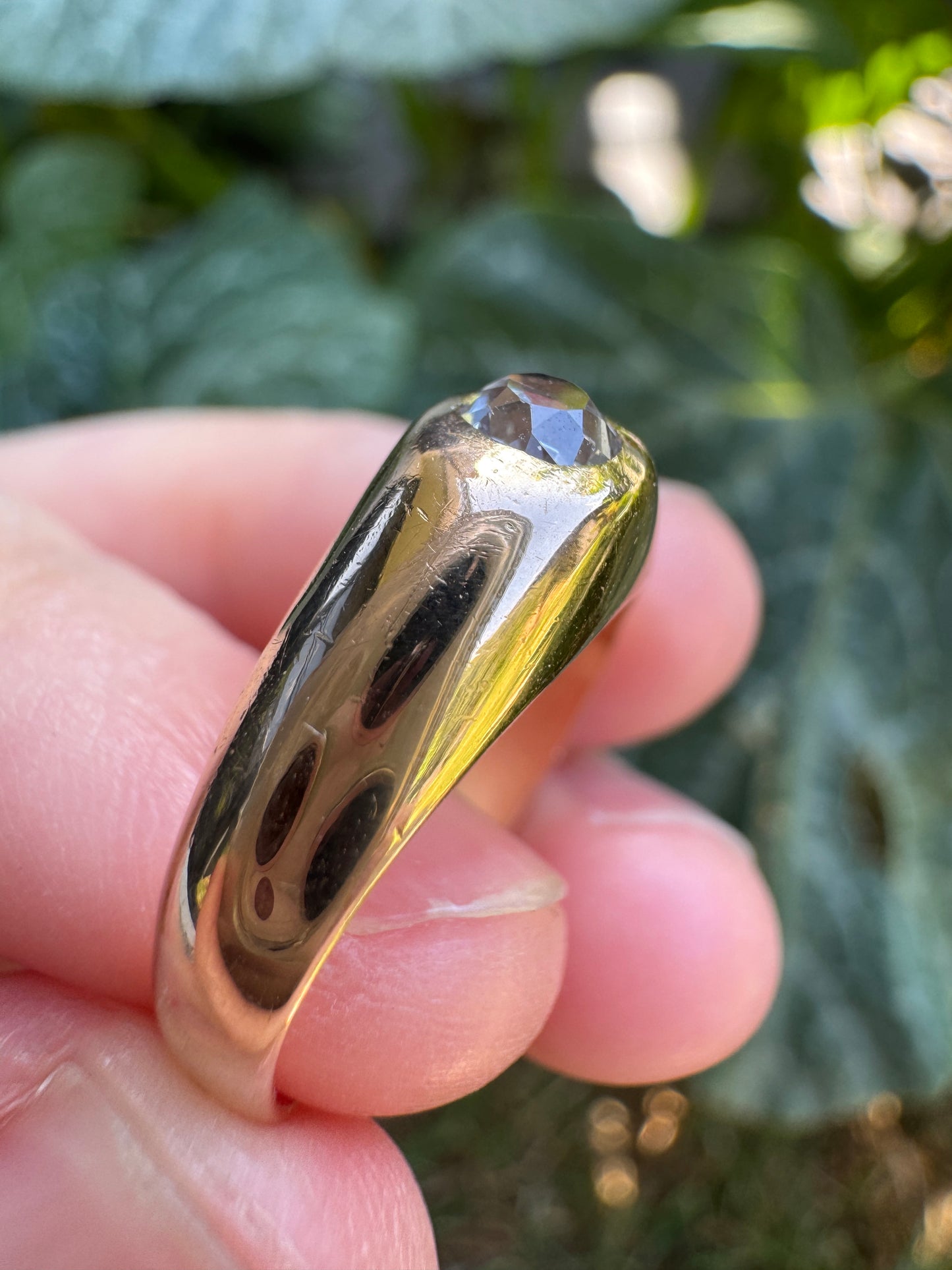 Vintage French 18ct yellow gold 0.26ct old mine cut diamond gypsy ring