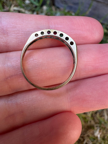 Vintage English Victorian Revival 9ct yellow gold DEAREST acrostic ring