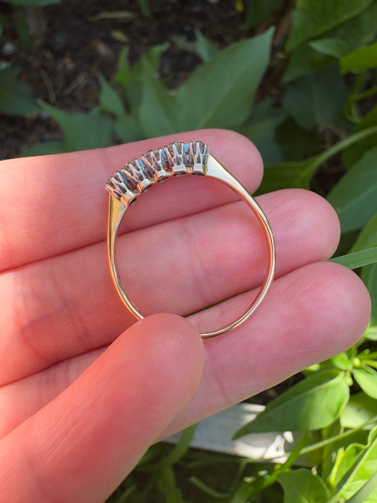 Vintage 18ct yellow gold and platinum five stone 0.38ct TCW old mine cut and old European cut diamond ring