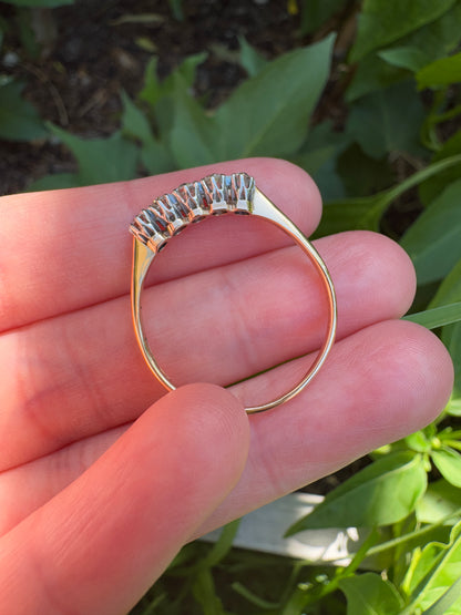 Vintage 18ct yellow gold and platinum five stone 0.38ct TCW old mine cut and old European cut diamond ring