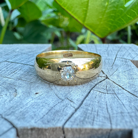 Vintage 18ct yellow gold 0.2ct old mine cut diamond starset gypsy ring