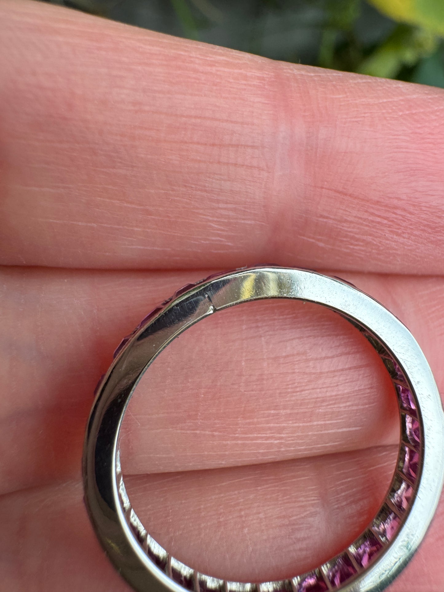 Antique platinum 1.51ct TCW natural ruby eternity ring