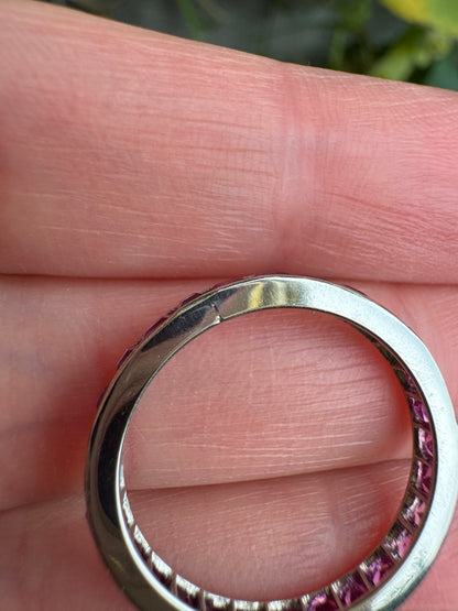 Antique platinum 1.51ct TCW natural ruby eternity ring