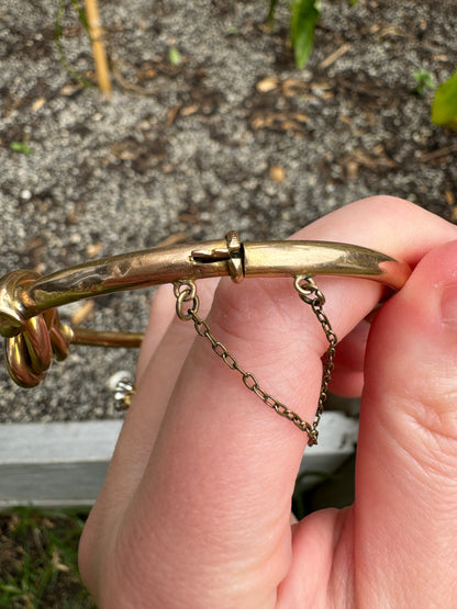 Vintage 9ct rosy yellow gold knot bangle