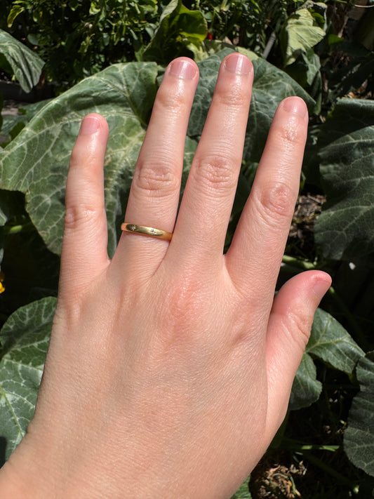 Vintage 18ct yellow gold two stone single cut diamond starset gypsy ring