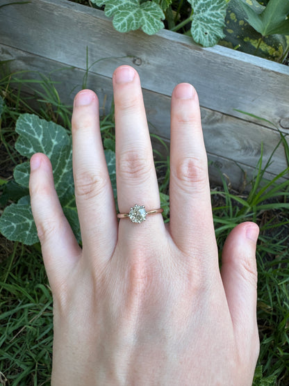 Vintage 18ct yellow gold 0.82ct old mine cut diamond solitaire ring