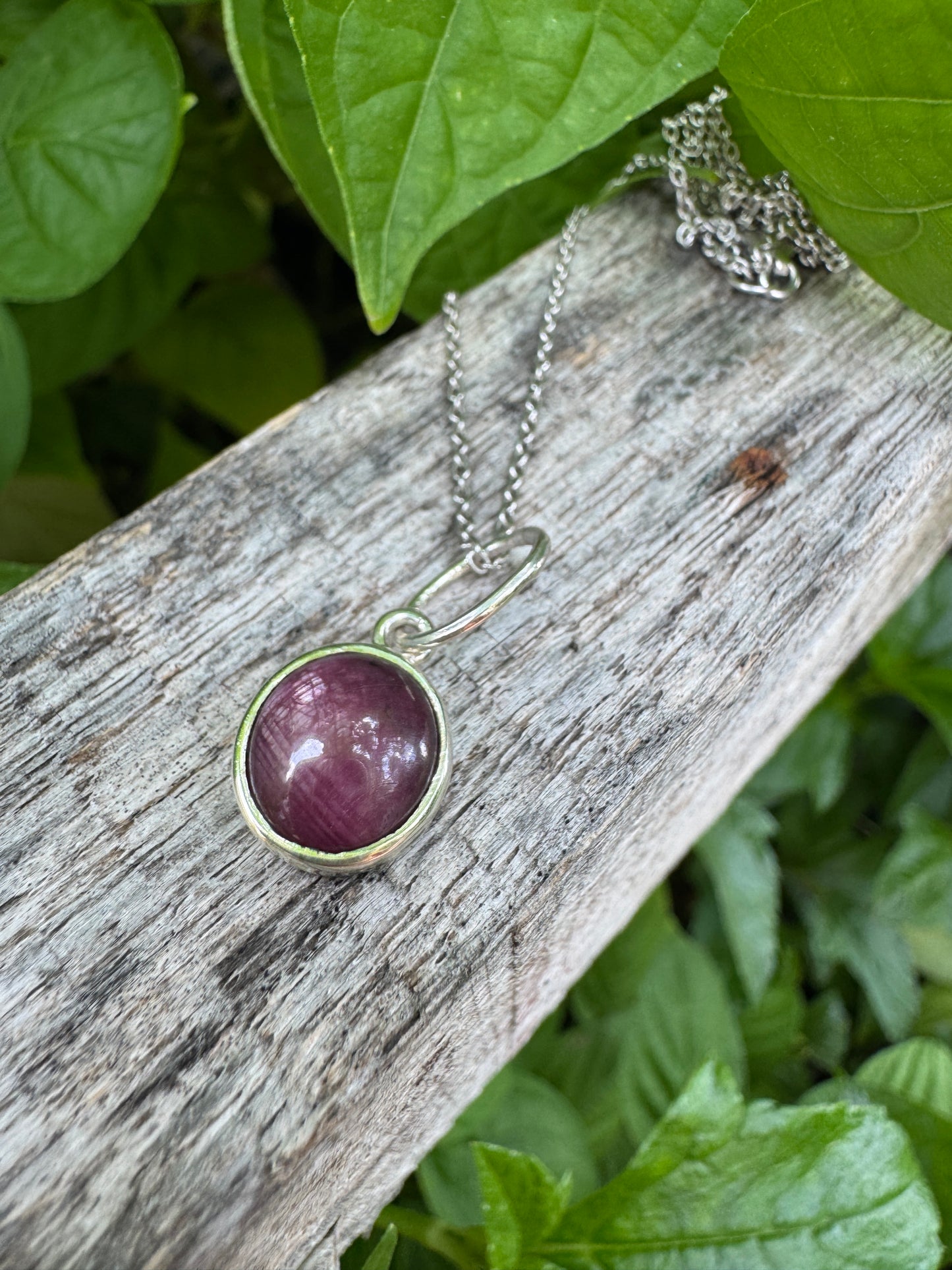 Custom sterling silver African star ruby cabochon pendants