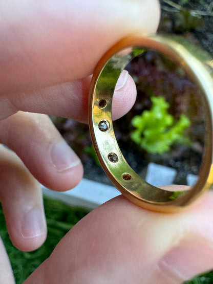 Vintage 18ct yellow gold 0.3ct TCW old mine cut and single cut diamond flush set toi et moi ring