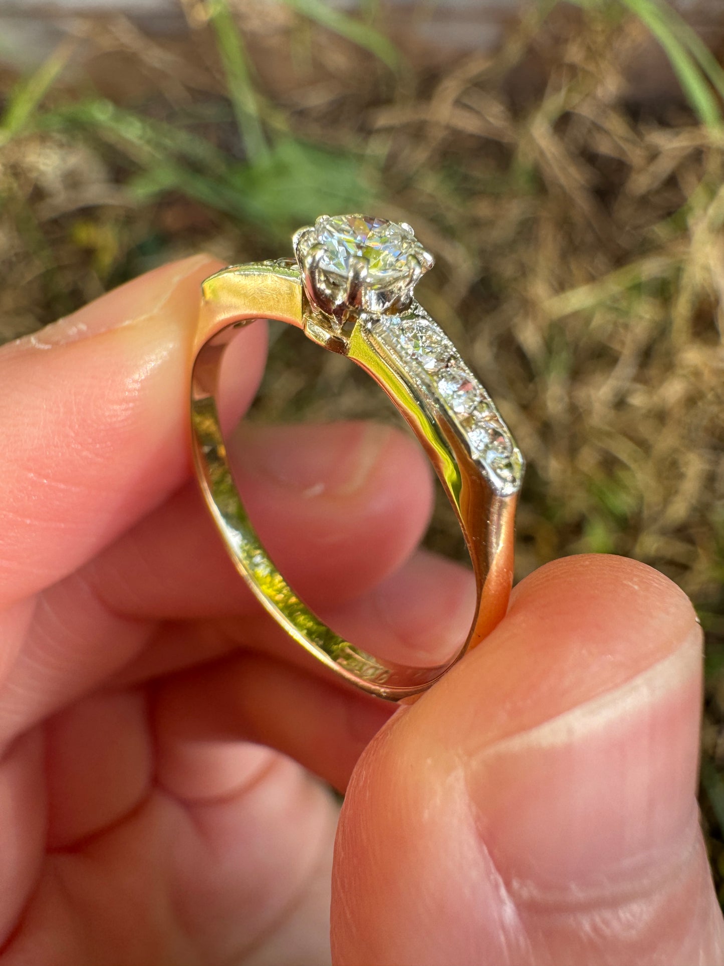 Antique Australian 18ct yellow gold 0.46ct TCW old European and old mine cut diamond ring
