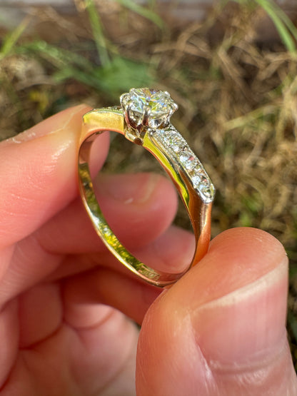 Antique Australian 18ct yellow gold 0.46ct TCW old European and old mine cut diamond ring