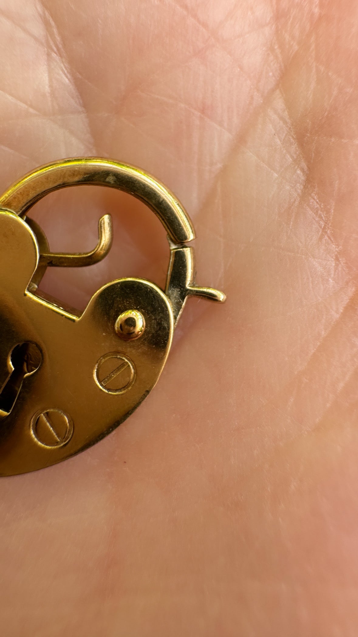 Vintage 9ct yellow gold mini heart padlock bolt charm