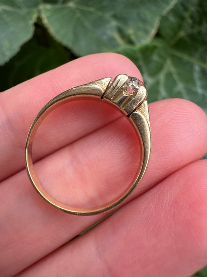 Vintage 14ct yellow gold 0.52ct old mine cut diamond solitaire ring