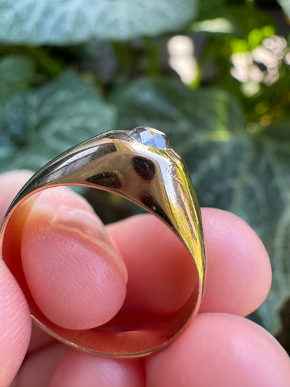 Vintage French 18ct yellow gold 0.26ct old mine cut diamond gypsy ring