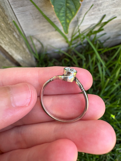 Vintage platinum 0.5ct old European cut diamond twist solitaire ring