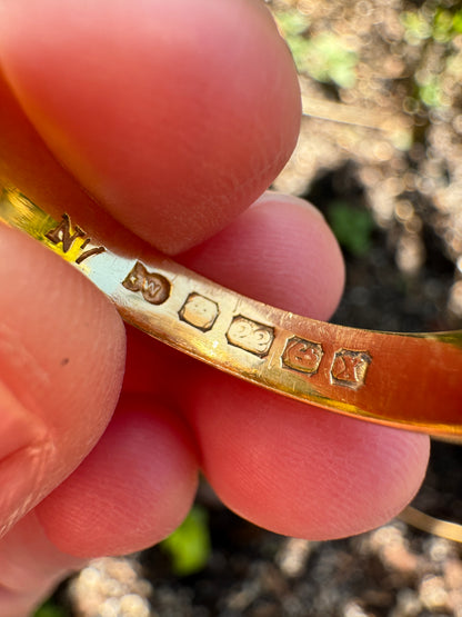 Antique 22ct yellow gold three stone 0.25ct TCW transitional cut diamond starset gypsy ring