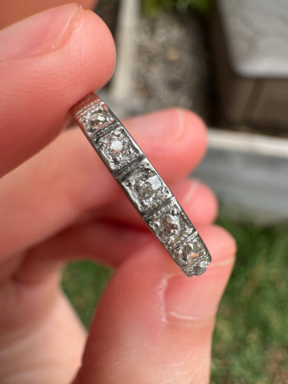 Antique 18ct gold old cut diamond half eternity ring