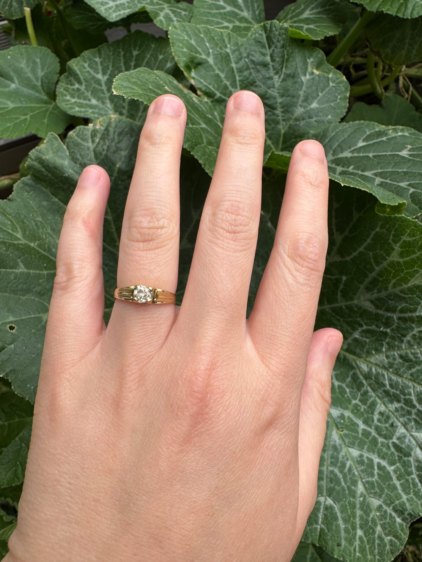 Vintage 14ct yellow gold 0.52ct old mine cut diamond solitaire ring