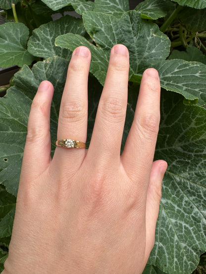 Vintage 14ct yellow gold 0.52ct old mine cut diamond solitaire ring