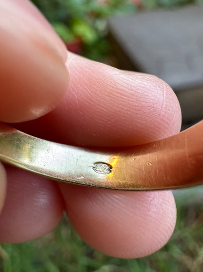 Vintage Austrian 14ct yellow gold 0.16ct old mine cut diamond gypsy ring