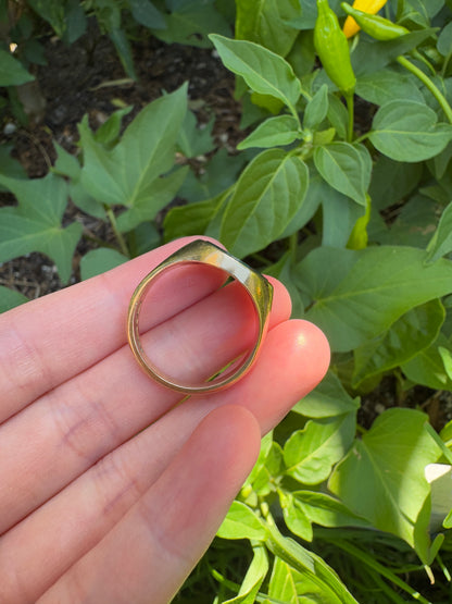 Vintage 9ct yellow gold bloodstone signet ring