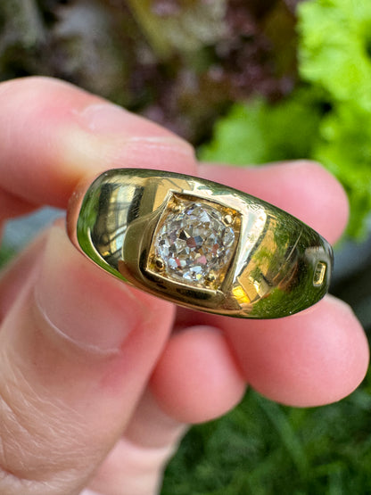 Antique Victorian 18ct yellow gold 0.35ct old mine cut diamond gypsy ring