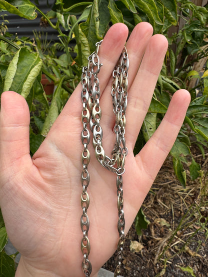 Vintage silver two tone puffy mariner/Gucci link chain, 72cm / 28.35 inches long