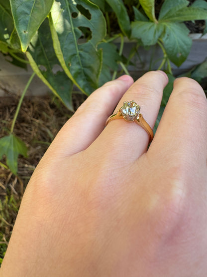 Vintage 18ct yellow gold 0.98ct old mine cut diamond solitaire ring