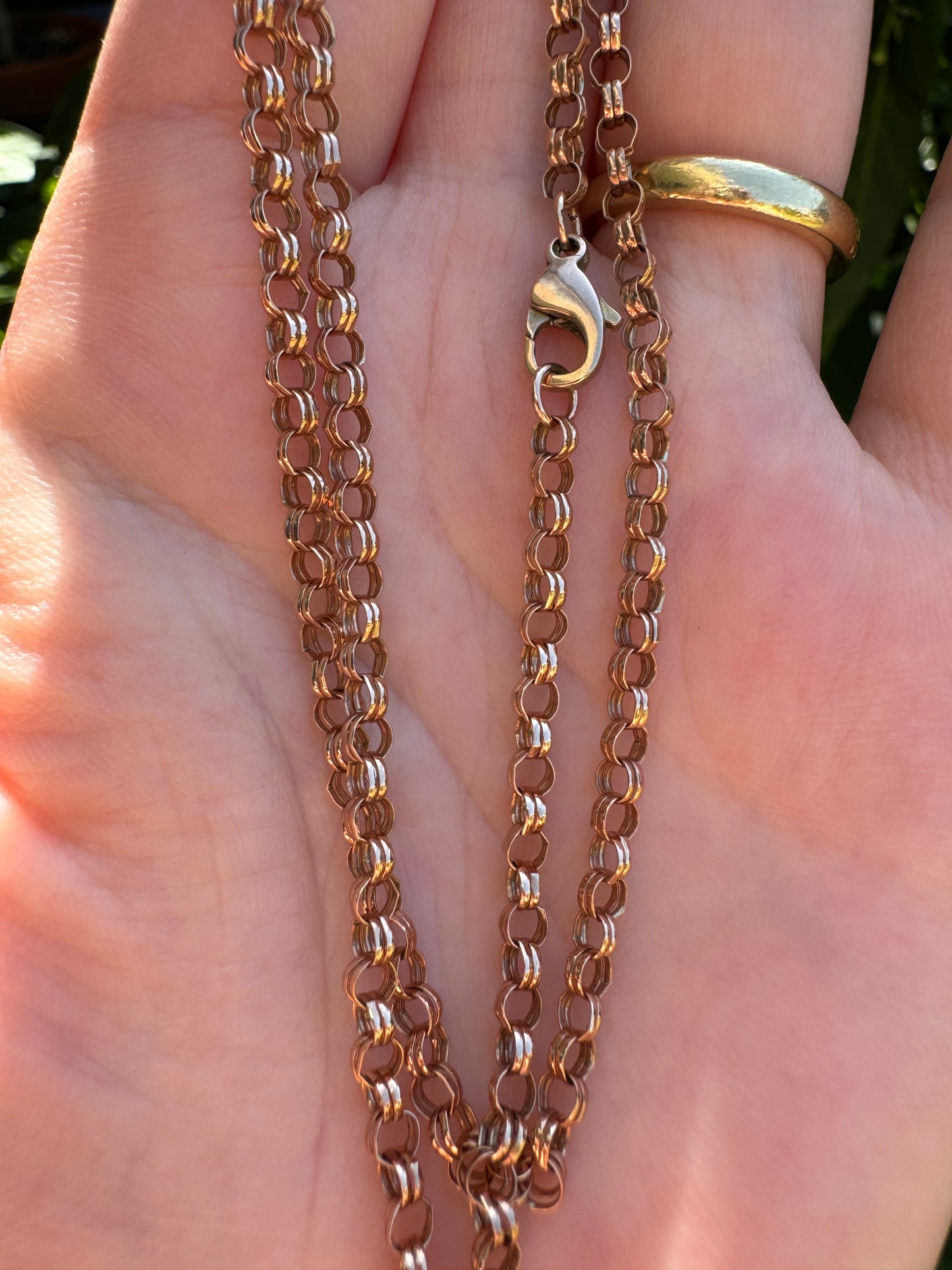 Vintage 9ct rose gold belcher chain, 45cm / 17.7 inches long