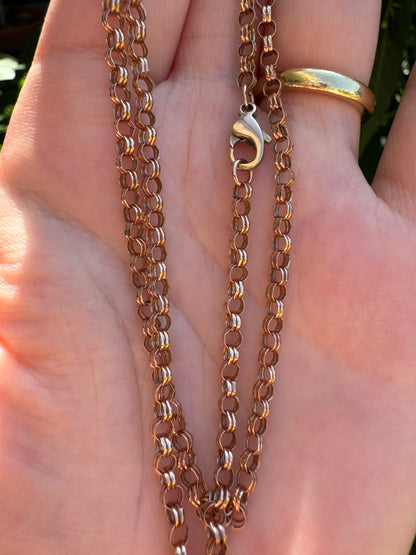 Vintage 9ct rose gold belcher chain, 45cm / 17.7 inches long