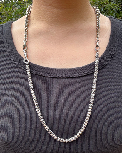 Antique sterling silver star pierced chain with dog clip, 33cm / 12.99 inches long